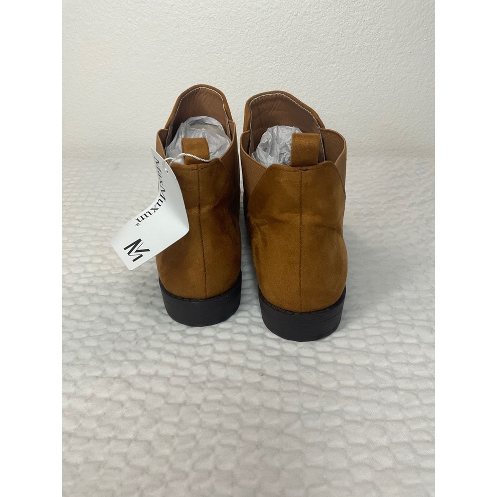 MaxMuxun Women's Tan Suede Chelsea Ankle Booties Elastic Side Flat Heel Size 9 - Picture 5 of 8